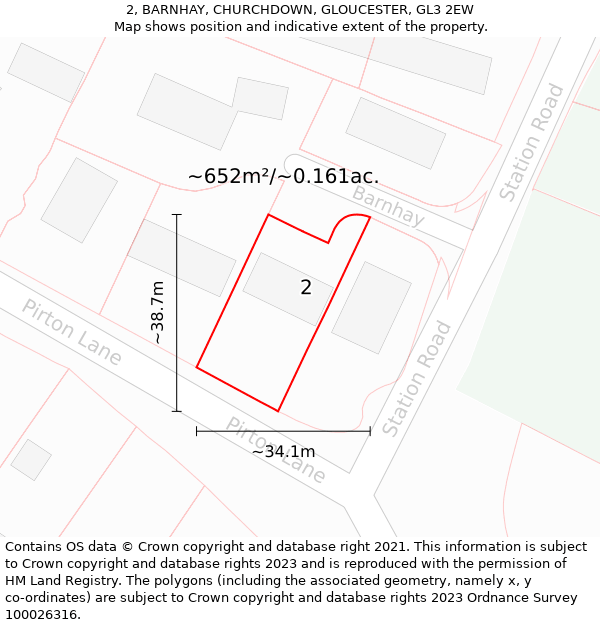 2, BARNHAY, CHURCHDOWN, GLOUCESTER, GL3 2EW: Plot and title map