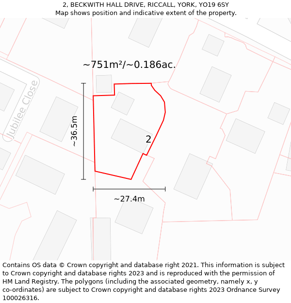 2, BECKWITH HALL DRIVE, RICCALL, YORK, YO19 6SY: Plot and title map