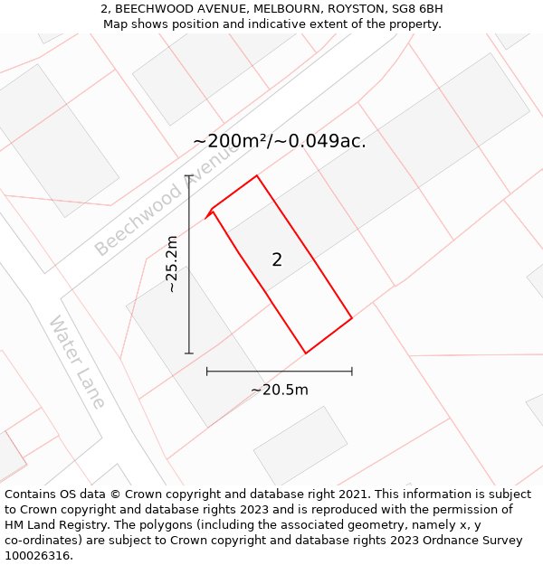 2, BEECHWOOD AVENUE, MELBOURN, ROYSTON, SG8 6BH: Plot and title map