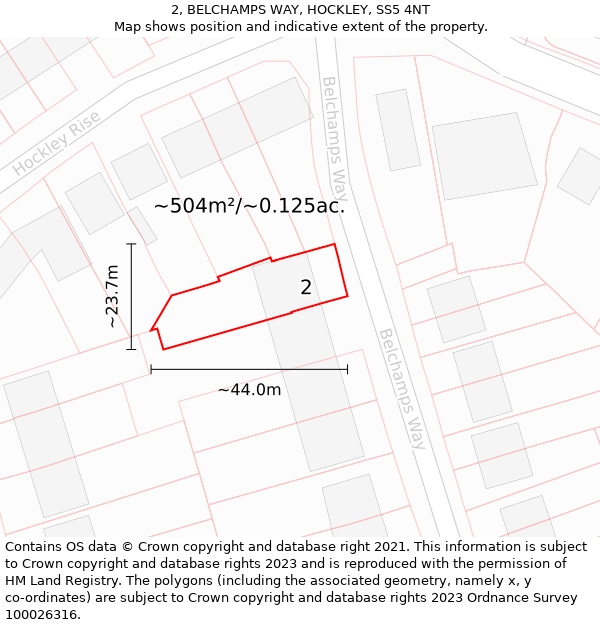 2, BELCHAMPS WAY, HOCKLEY, SS5 4NT: Plot and title map