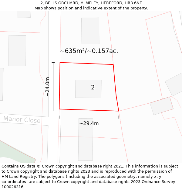 2, BELLS ORCHARD, ALMELEY, HEREFORD, HR3 6NE: Plot and title map