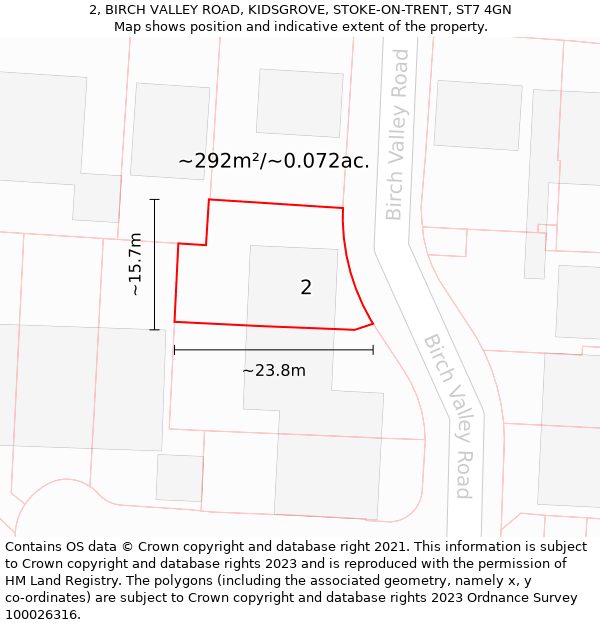 2, BIRCH VALLEY ROAD, KIDSGROVE, STOKE-ON-TRENT, ST7 4GN: Plot and title map