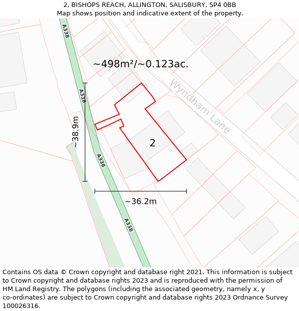 2, BISHOPS REACH, ALLINGTON, SALISBURY, SP4 0BB: Plot and title map