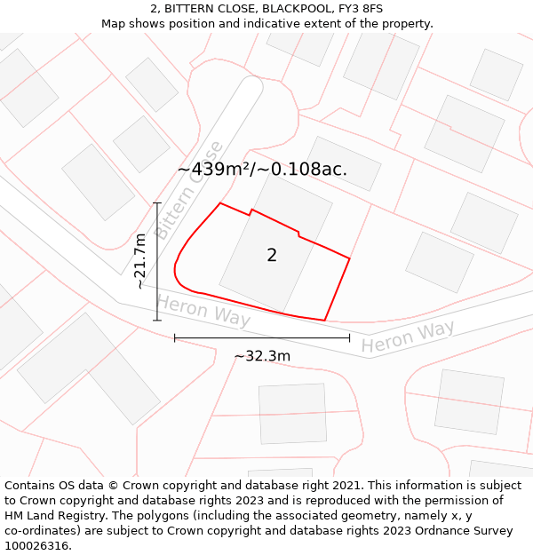 2, BITTERN CLOSE, BLACKPOOL, FY3 8FS: Plot and title map