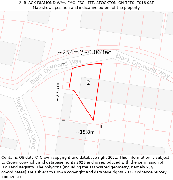 2, BLACK DIAMOND WAY, EAGLESCLIFFE, STOCKTON-ON-TEES, TS16 0SE: Plot and title map