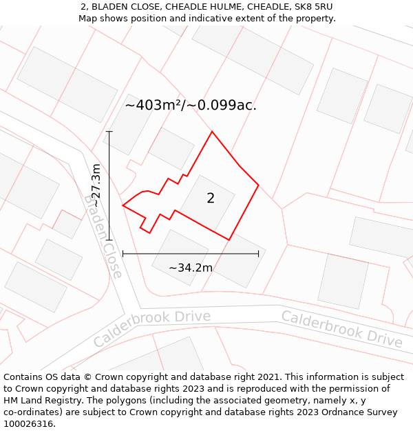 2, BLADEN CLOSE, CHEADLE HULME, CHEADLE, SK8 5RU: Plot and title map