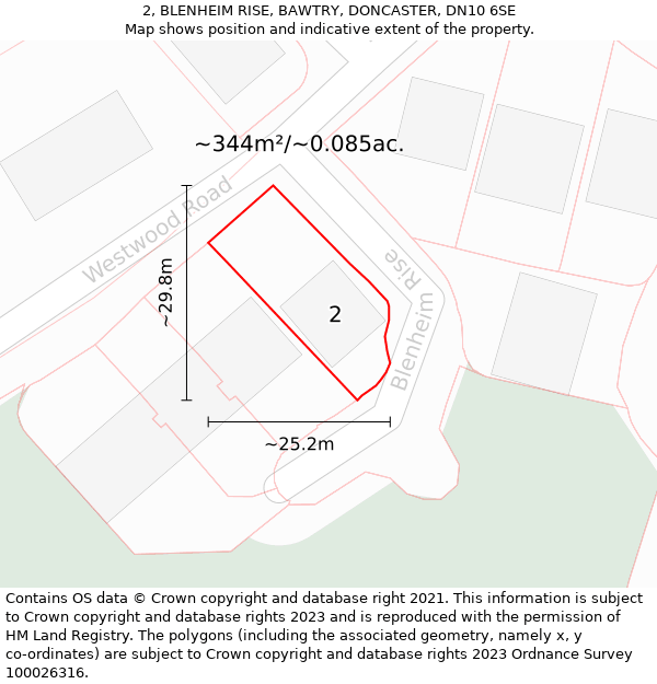 2, BLENHEIM RISE, BAWTRY, DONCASTER, DN10 6SE: Plot and title map