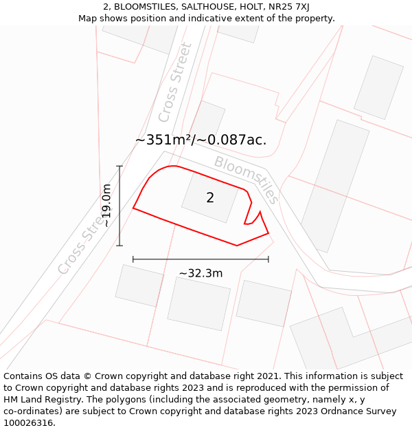 2, BLOOMSTILES, SALTHOUSE, HOLT, NR25 7XJ: Plot and title map