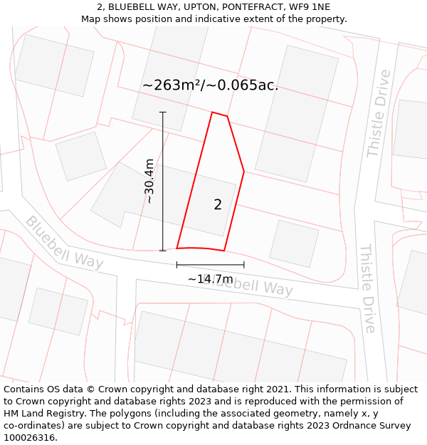 2, BLUEBELL WAY, UPTON, PONTEFRACT, WF9 1NE: Plot and title map