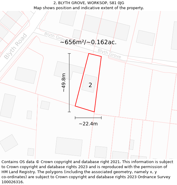 2, BLYTH GROVE, WORKSOP, S81 0JG: Plot and title map