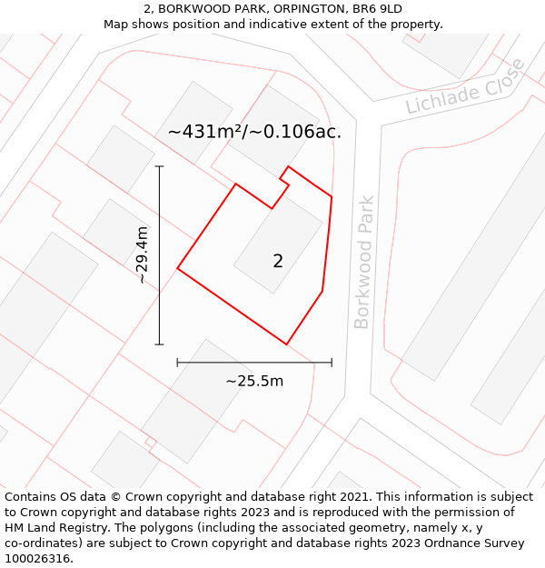 2, BORKWOOD PARK, ORPINGTON, BR6 9LD: Plot and title map