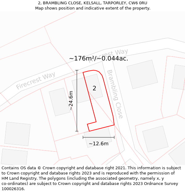 2, BRAMBLING CLOSE, KELSALL, TARPORLEY, CW6 0RU: Plot and title map