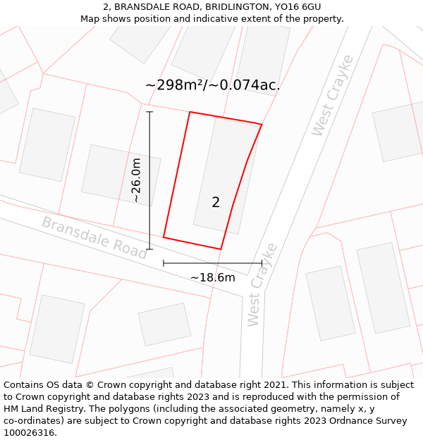 2, BRANSDALE ROAD, BRIDLINGTON, YO16 6GU: Plot and title map