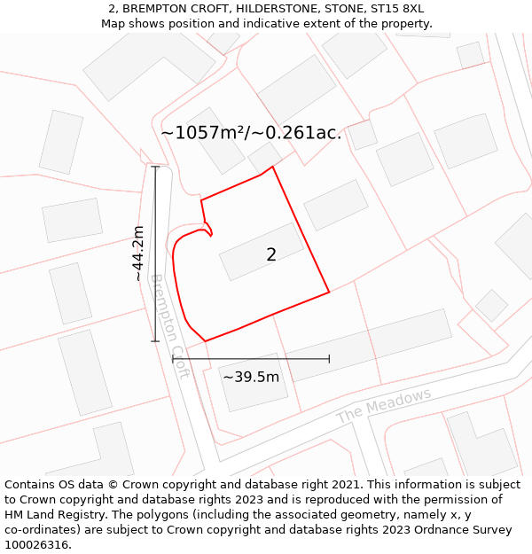 2, BREMPTON CROFT, HILDERSTONE, STONE, ST15 8XL: Plot and title map