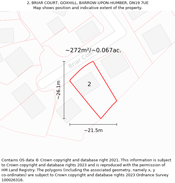 2, BRIAR COURT, GOXHILL, BARROW-UPON-HUMBER, DN19 7UE: Plot and title map