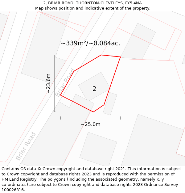 2, BRIAR ROAD, THORNTON-CLEVELEYS, FY5 4NA: Plot and title map