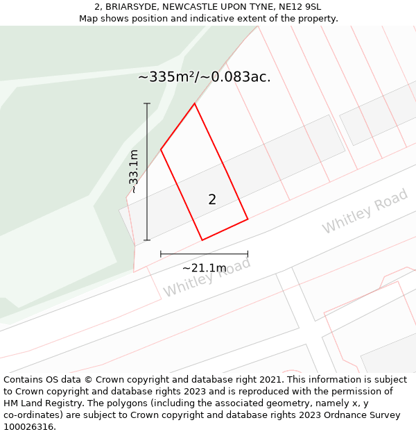 2, BRIARSYDE, NEWCASTLE UPON TYNE, NE12 9SL: Plot and title map