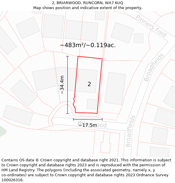 2, BRIARWOOD, RUNCORN, WA7 6UQ: Plot and title map