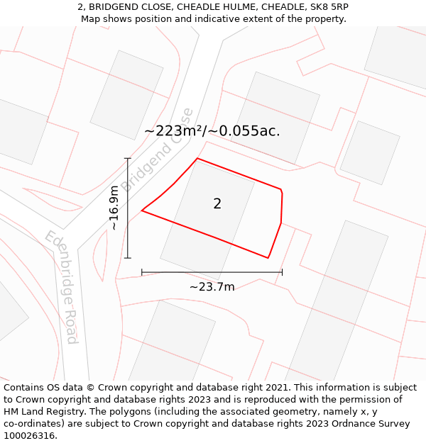 2, BRIDGEND CLOSE, CHEADLE HULME, CHEADLE, SK8 5RP: Plot and title map