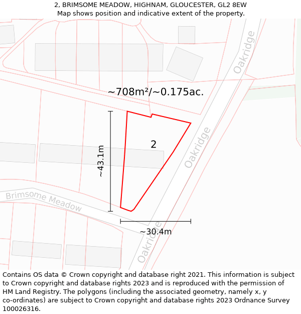 2, BRIMSOME MEADOW, HIGHNAM, GLOUCESTER, GL2 8EW: Plot and title map