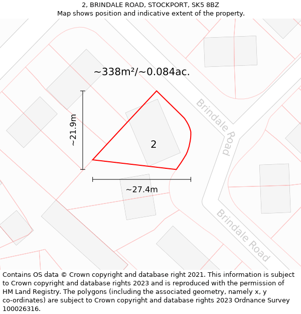 2, BRINDALE ROAD, STOCKPORT, SK5 8BZ: Plot and title map