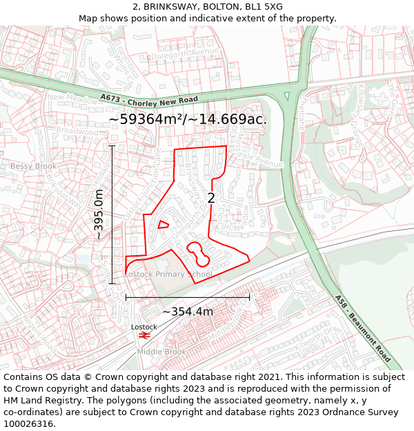 2, BRINKSWAY, BOLTON, BL1 5XG: Plot and title map