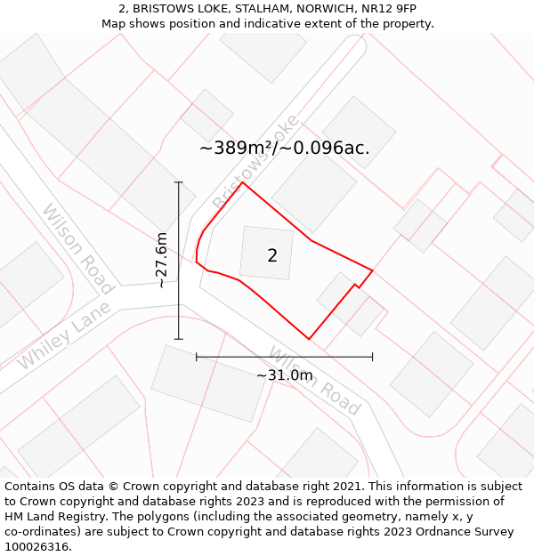 2, BRISTOWS LOKE, STALHAM, NORWICH, NR12 9FP: Plot and title map