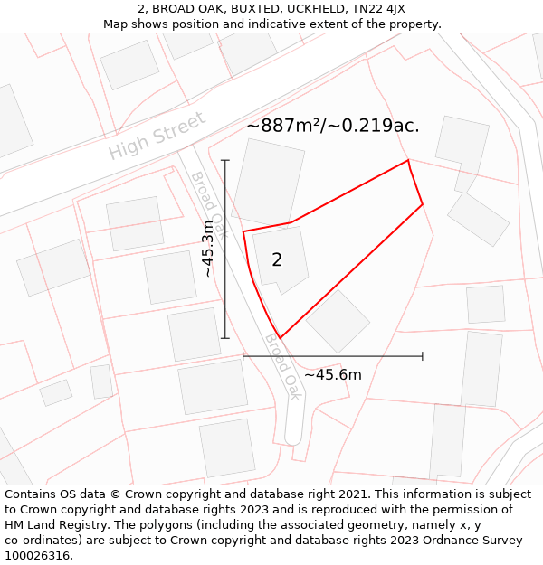 2, BROAD OAK, BUXTED, UCKFIELD, TN22 4JX: Plot and title map