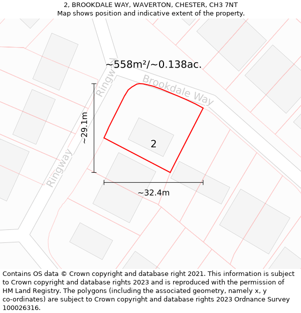 2, BROOKDALE WAY, WAVERTON, CHESTER, CH3 7NT: Plot and title map