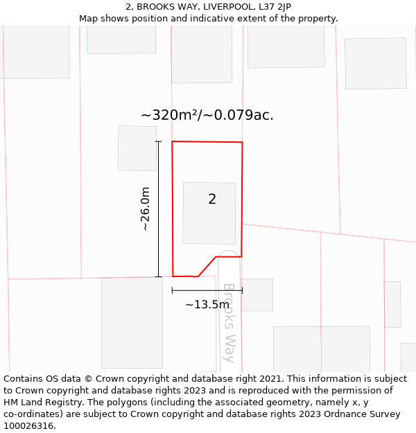 2, BROOKS WAY, LIVERPOOL, L37 2JP: Plot and title map