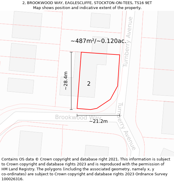 2, BROOKWOOD WAY, EAGLESCLIFFE, STOCKTON-ON-TEES, TS16 9ET: Plot and title map