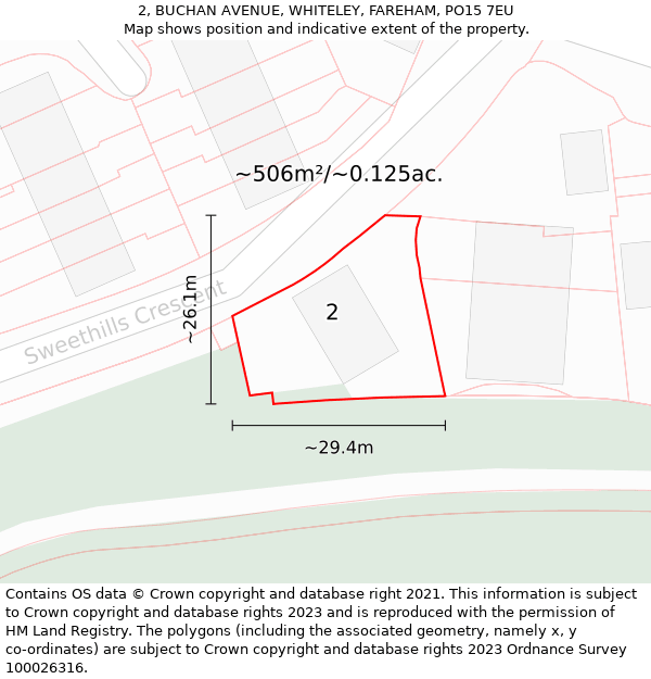 2, BUCHAN AVENUE, WHITELEY, FAREHAM, PO15 7EU: Plot and title map