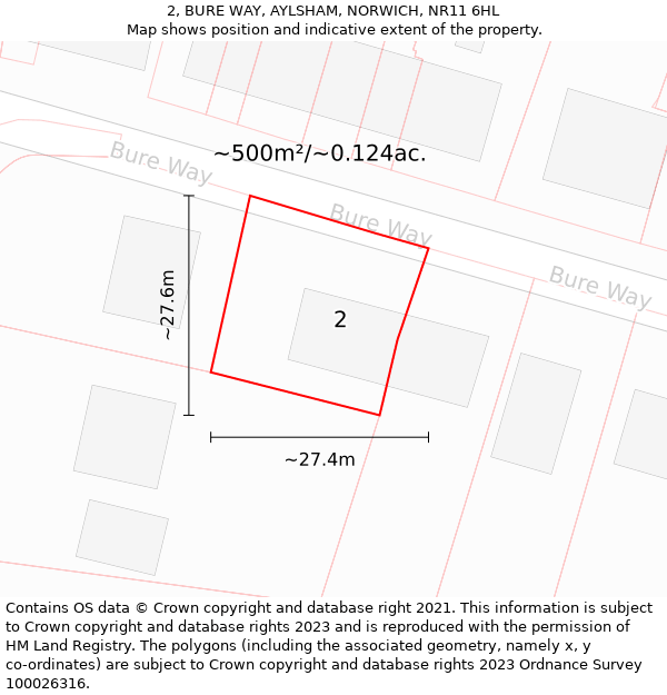 2, BURE WAY, AYLSHAM, NORWICH, NR11 6HL: Plot and title map