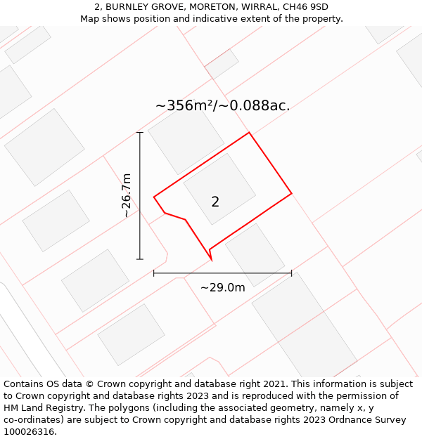 2, BURNLEY GROVE, MORETON, WIRRAL, CH46 9SD: Plot and title map