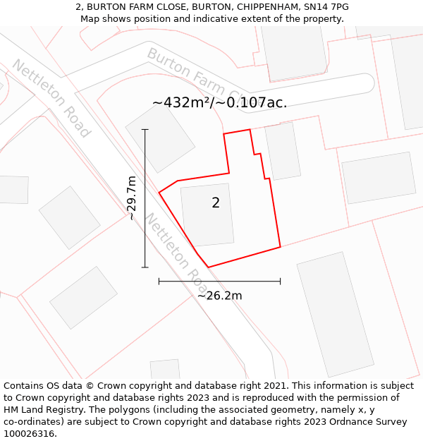 2, BURTON FARM CLOSE, BURTON, CHIPPENHAM, SN14 7PG: Plot and title map