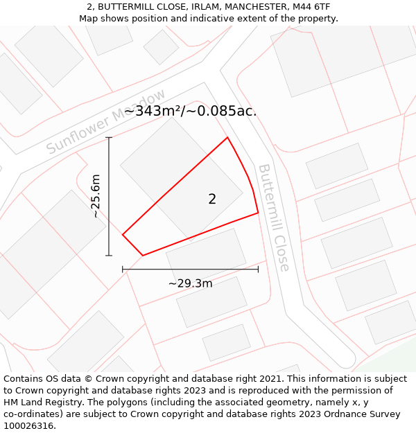 2, BUTTERMILL CLOSE, IRLAM, MANCHESTER, M44 6TF: Plot and title map