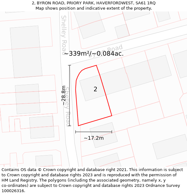 2, BYRON ROAD, PRIORY PARK, HAVERFORDWEST, SA61 1RQ: Plot and title map