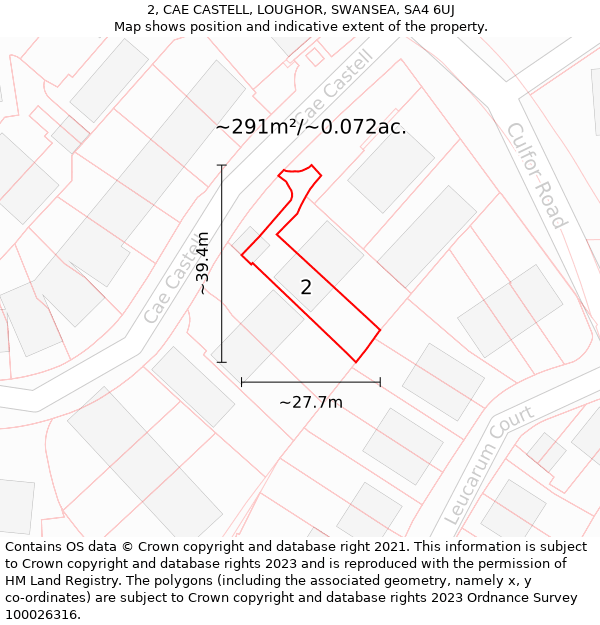 2, CAE CASTELL, LOUGHOR, SWANSEA, SA4 6UJ: Plot and title map