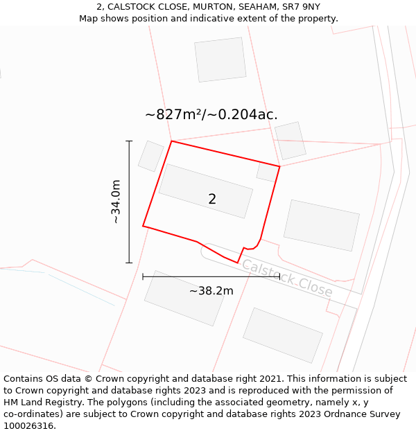 2, CALSTOCK CLOSE, MURTON, SEAHAM, SR7 9NY: Plot and title map