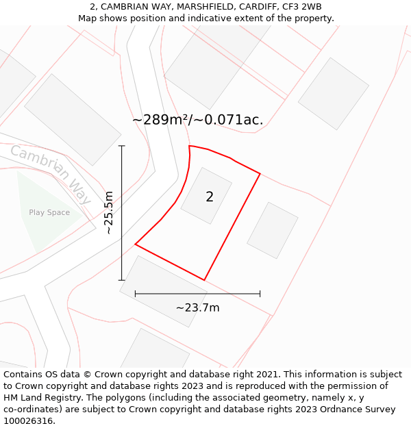 2, CAMBRIAN WAY, MARSHFIELD, CARDIFF, CF3 2WB: Plot and title map