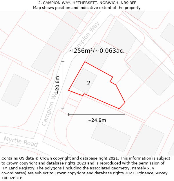 2, CAMPION WAY, HETHERSETT, NORWICH, NR9 3FF: Plot and title map