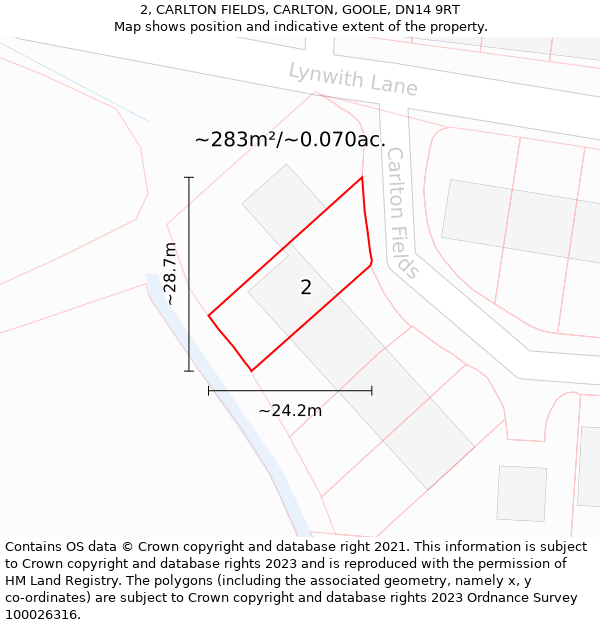 2, CARLTON FIELDS, CARLTON, GOOLE, DN14 9RT: Plot and title map