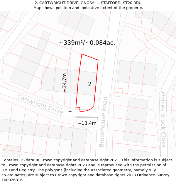 2, CARTWRIGHT DRIVE, GNOSALL, STAFFORD, ST20 0DU: Plot and title map