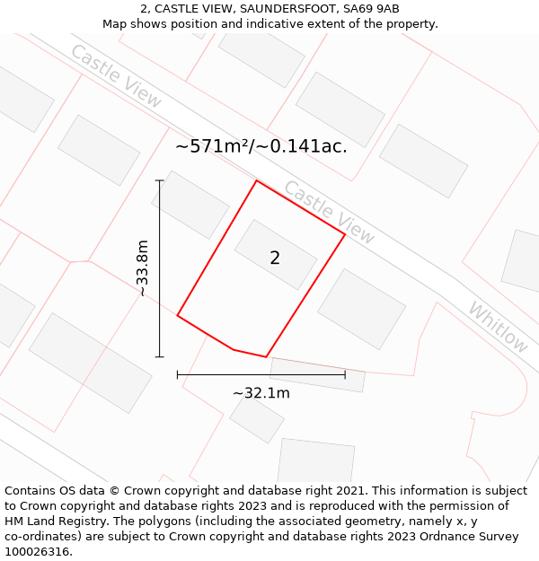 2, CASTLE VIEW, SAUNDERSFOOT, SA69 9AB: Plot and title map