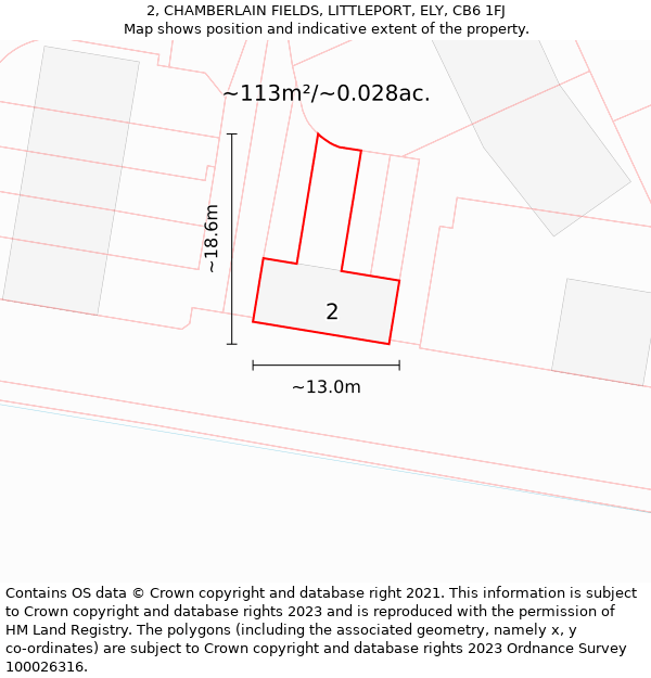 2, CHAMBERLAIN FIELDS, LITTLEPORT, ELY, CB6 1FJ: Plot and title map