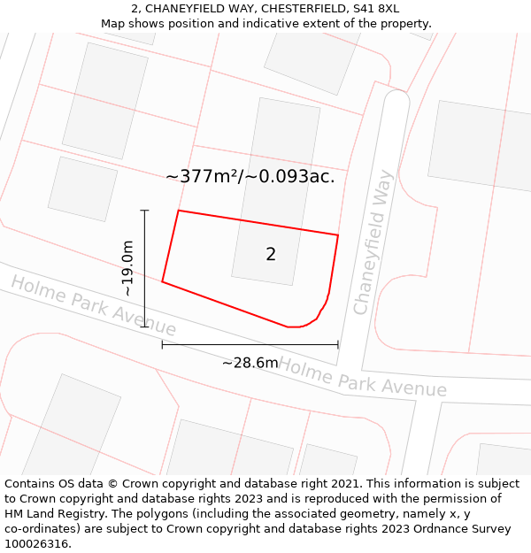 2, CHANEYFIELD WAY, CHESTERFIELD, S41 8XL: Plot and title map