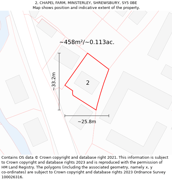 2, CHAPEL FARM, MINSTERLEY, SHREWSBURY, SY5 0BE: Plot and title map