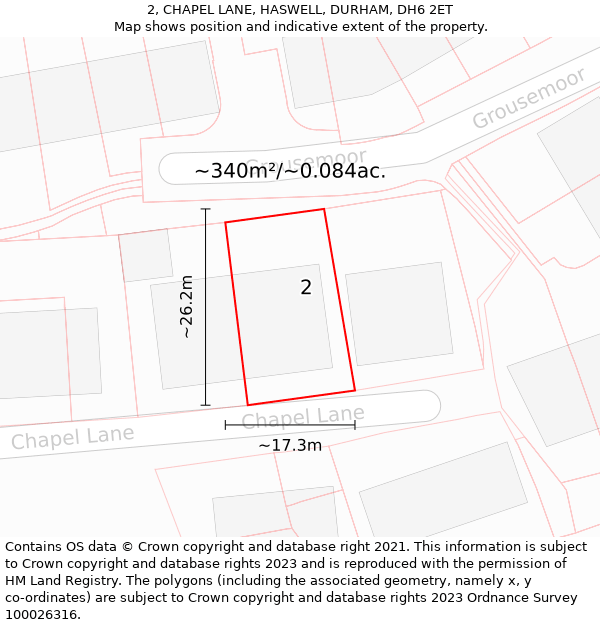 2, CHAPEL LANE, HASWELL, DURHAM, DH6 2ET: Plot and title map