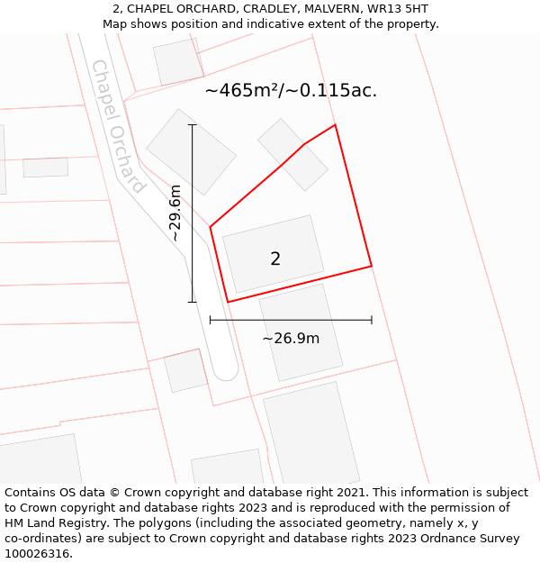 2, CHAPEL ORCHARD, CRADLEY, MALVERN, WR13 5HT: Plot and title map