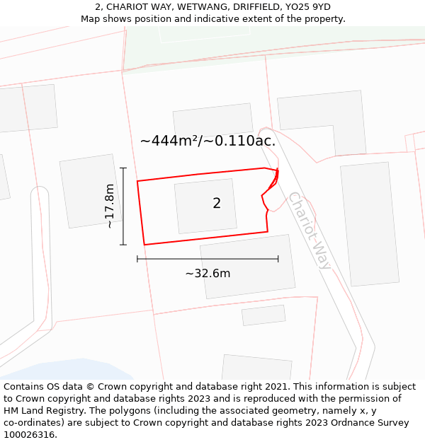 2, CHARIOT WAY, WETWANG, DRIFFIELD, YO25 9YD: Plot and title map